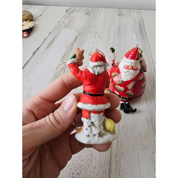 Jointed porcelain Santa Bell ornament Xmas tree set bigger jolly - Picture 4 of 11